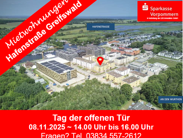 Wohnung zur Miete - Erstbezug 1.307 € 4 Zimmer 87,7 m² 1. Geschoss frei ab sofort Fleischervorstadt Greifswald 17489