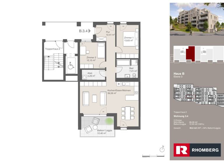 Wohnung zum Kauf - Erstbezug 620.000 € 3 Zimmer 95,5 m² Ostrachweg 10 Halde Kempten (Allgäu) 87439