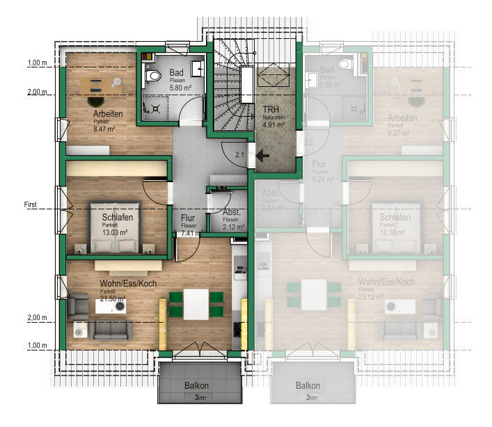 Wohnung zum Kauf 352.000 € 2,5 Zimmer 59,8 m²<br/>Wohnfläche 1.<br/>Geschoss ab sofort<br/>Verfügbarkeit Brunn Nürnberg 90475