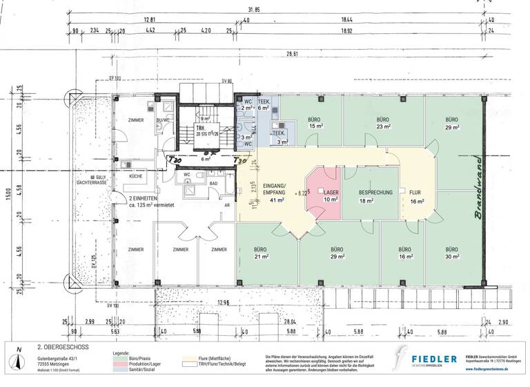 Bürogebäude zum Kauf provisionsfrei als Kapitalanlage geeignet 1.700 m² 1.336 m² Grundstück Gutenbergstraße 43/1 Metzingen 72555