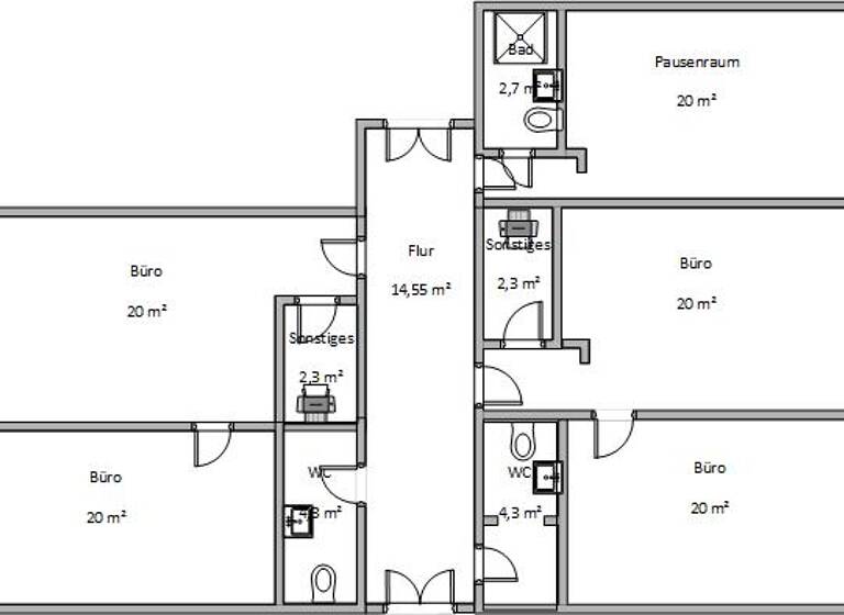 Büro zur Miete provisionsfrei 10 € 5 Zimmer 130 m² Bürofläche Fritz-Weineck-Str. 14 a Wolfen Bitterfeld-Wolfen 06766