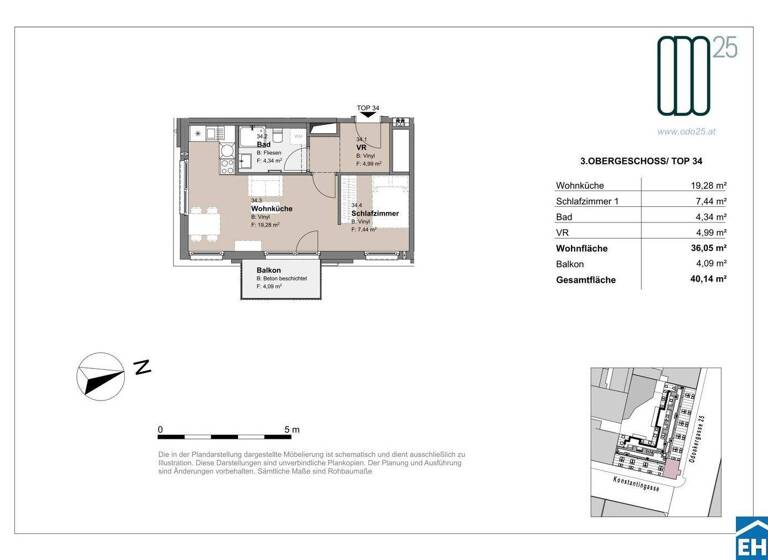 Wohnung zur Miete - Erstbezug 732 € 1,5 Zimmer 36,1 m² 3. Geschoss frei ab 01.07.2026 Odoakergasse 25 Wien 1160