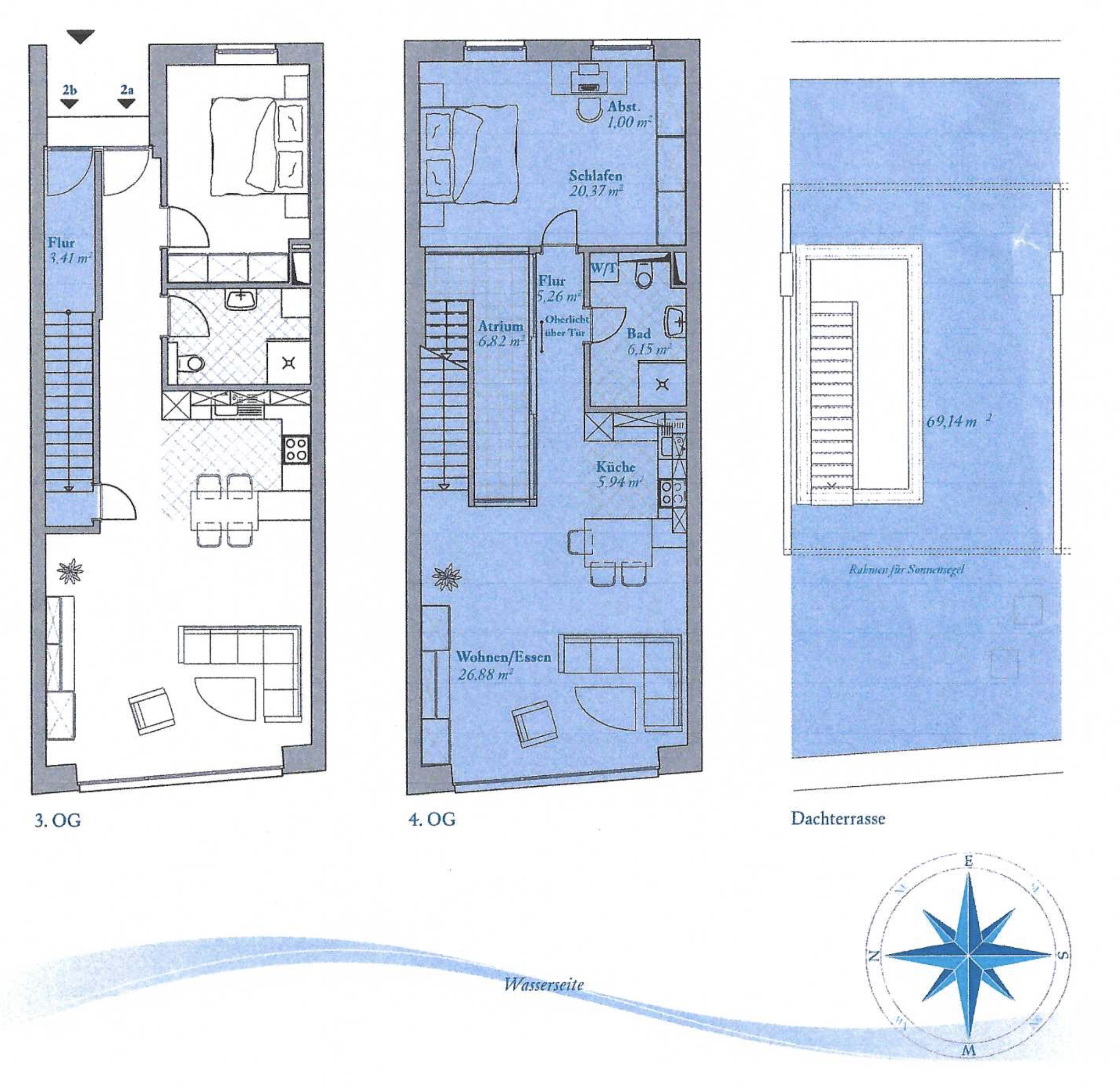 Terrassenwohnung zum Kauf 398.000 € 2 Zimmer 69 m²<br/>Wohnfläche ab sofort<br/>Verfügbarkeit Am Fördehang 1d Mürwik - Stützpunkt Flensburg 24944