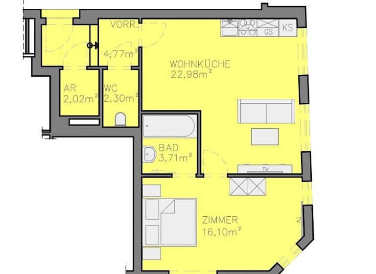 Wohnung zum Kauf - Erstbezug 296.000 € 2 Zimmer 51,9 m² EG Wien 1180