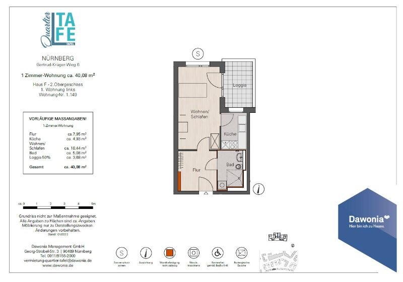 Wohnung zur Miete 601 € 1 Zimmer 40,1 m²<br/>Wohnfläche 2.<br/>Geschoss Gertrud-Krüger-Weg 6 St. Jobst Nürnberg 90491