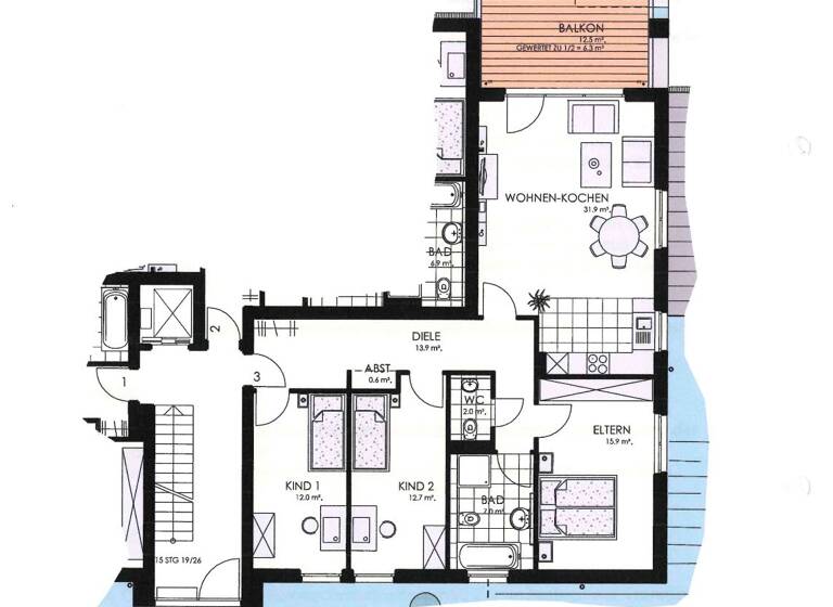 Wohnung zum Kauf 519.000 € 4 Zimmer 102 m² 1. Geschoss Heisingen Essen / Heisingen 45259