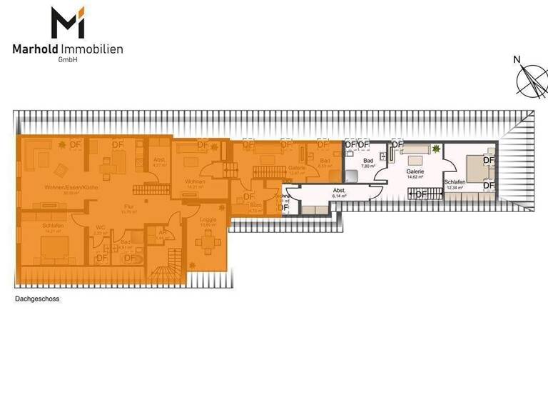 Maisonette zur Miete 1.105 € 2 Zimmer 100,5 m² 2. Geschoss frei ab sofort Nienburg Nienburg (Weser) 31582