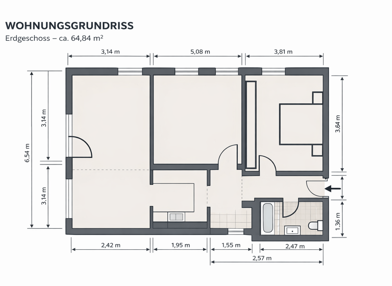 Wohnung zum Kauf 189.000 € 2 Zimmer 65 m² EG Kesselsdorf Wilsdruff 01723