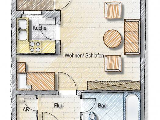 Wohnung zur Miete 650 € 1 Zimmer 38,5 m² 5. Geschoss frei ab 01.10.2026 Kaltenmoor Lüneburg 21337