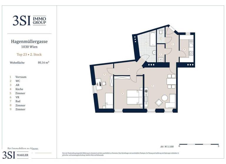 Wohnung zum Kauf 625.000 € 3 Zimmer 80,2 m² 2. Geschoss Hagenmüllergasse 1 Wien 1030