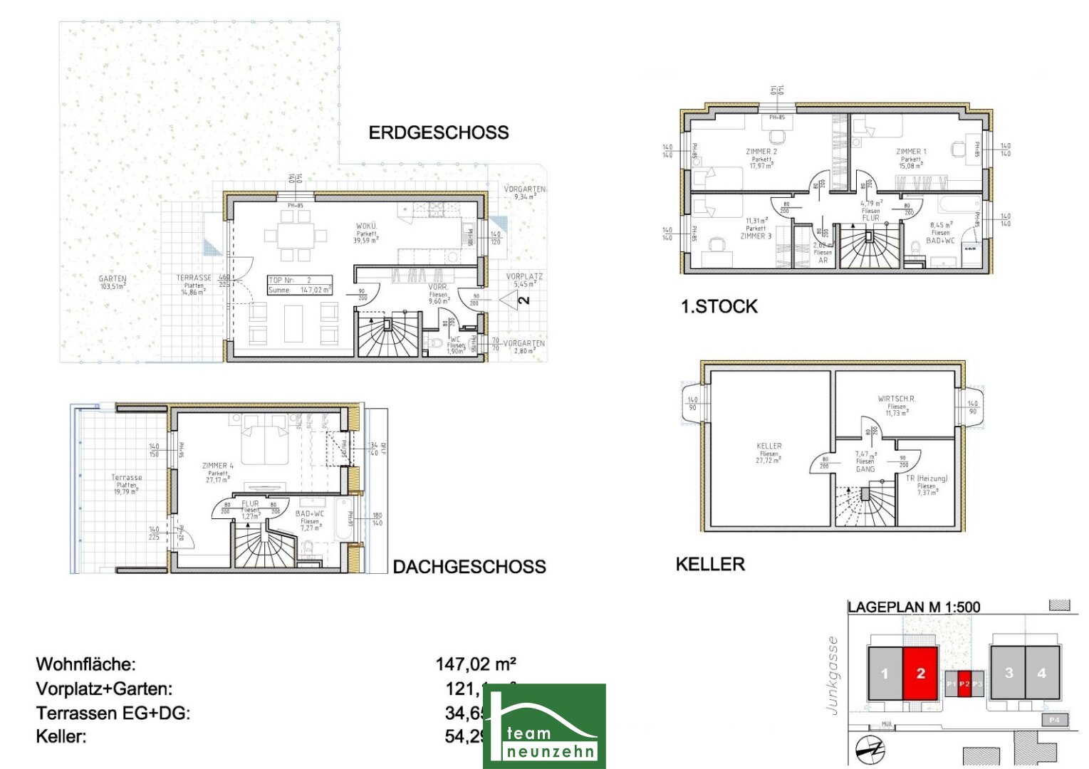 Einfamilienhaus zum Kauf provisionsfrei 789.001 € 5 Zimmer 147,6 m²<br/>Wohnfläche Junkgasse 9-11 Wien 1220