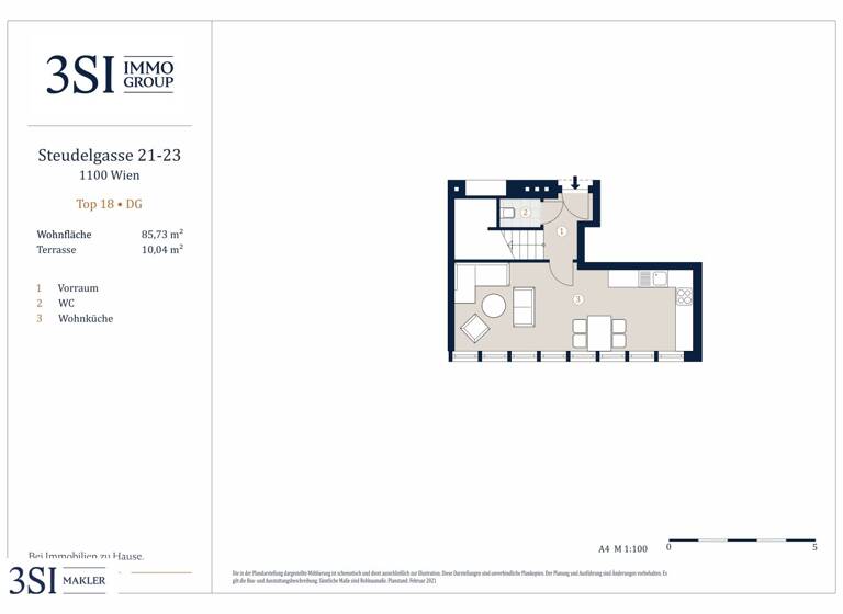 Terrassenwohnung zum Kauf 365.000 € 3 Zimmer 85,7 m² 3. Geschoss Steudelgasse 21-23 Wien 1100