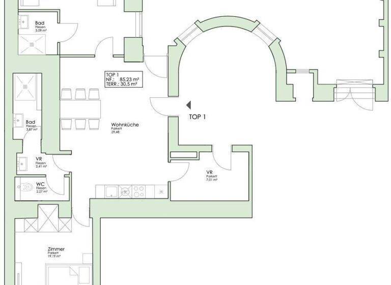 Wohnung zum Kauf - Erstbezug 844.000 € 3 Zimmer 85,2 m² EG Wien 1030
