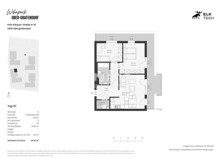 Wohnung zum Kauf - Erstbezug provisionsfrei 275.000 € 3 Zimmer 69,8 m² frei ab sofort Teufelhof St. Pölten 3100