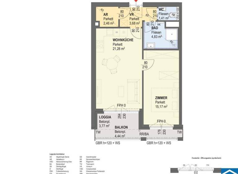 Wohnung zur Miete 828 € 2 Zimmer 48,8 m² 18. Geschoss frei ab sofort Döblerhofstraße Wien 1030
