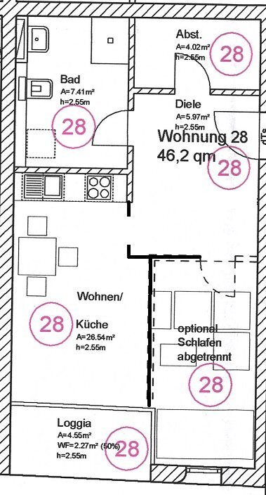 Studio zur Miete 439 € 2 Zimmer 46,2 m²<br/>Wohnfläche 2.<br/>Geschoss 01.01.2025<br/>Verfügbarkeit Stadtkern Barth 18356