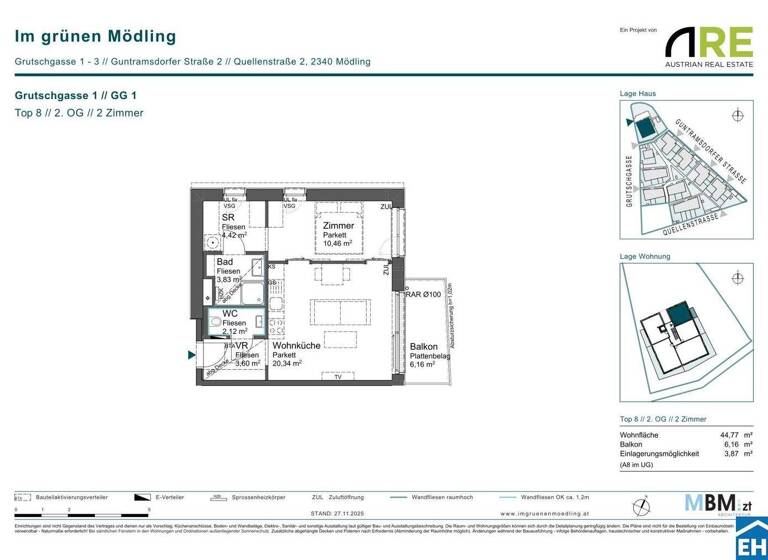 Wohnung zum Kauf - Erstbezug provisionsfrei 265.665 € 2 Zimmer 44,8 m² 2. Geschoss Grutschgasse 1 Mödling 2340