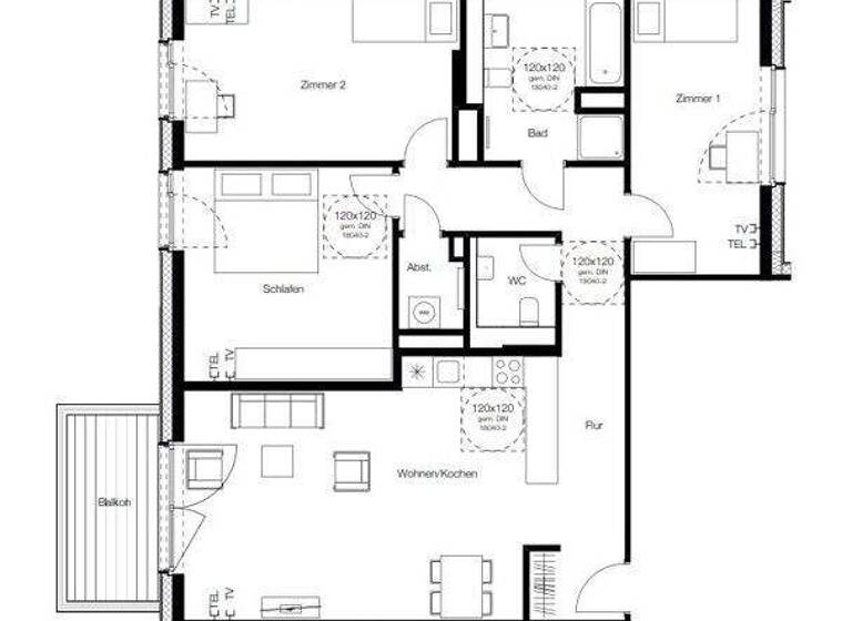 Wohnung zur Miete 1.548 € 4 Zimmer 114,3 m² 1. Geschoss frei ab 08.03.2026 Kaskadenpark 2 Jenfeld Hamburg 22045
