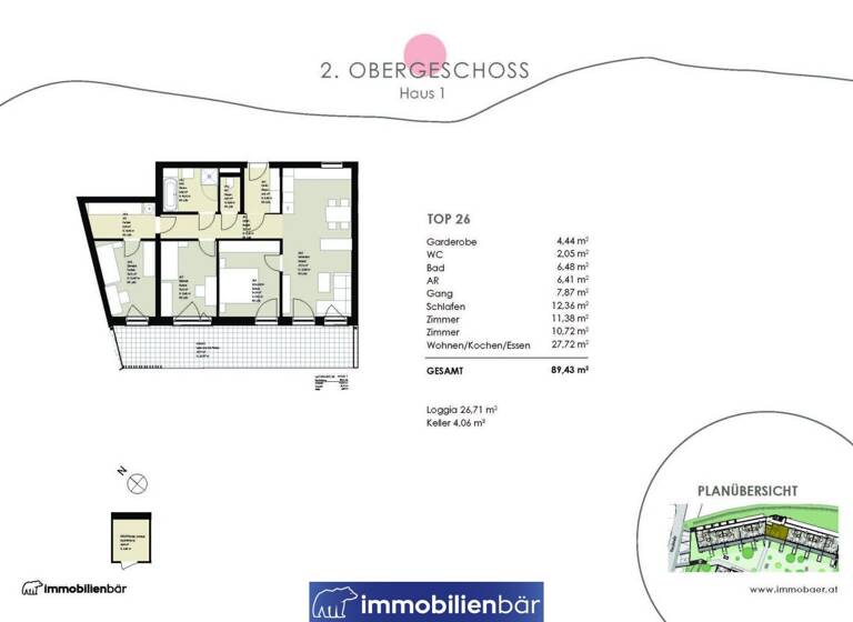 Wohnung zum Kauf - Erstbezug 459.000 € 4 Zimmer 89,4 m² 2. Geschoss Kienzlstraße 5 Bad Schallerbach 4701