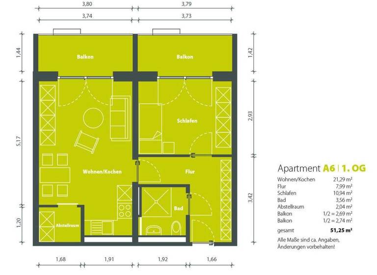 Wohnung zur Miete 675 € 2 Zimmer 56,3 m² 1. Geschoss Weidenstraße 3 a Lusan Gera 07549