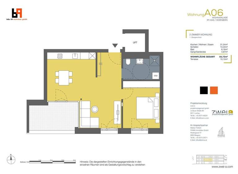 Wohnung zum Kauf - Erstbezug 2 Zimmer 55,7 m² 1. Geschoss Im Hag Dornbirn 6850