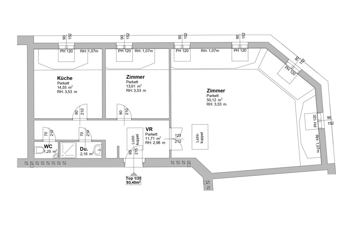 Büro-/Praxisfläche zur Miete 15,95 € 2 Zimmer 93,4 m²<br/>Bürofläche Lehargasse 9 Wien 1060