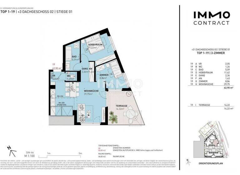 Wohnung zum Kauf - Erstbezug 410.500 € 3 Zimmer 62,9 m² 3. Geschoss Wien 1220