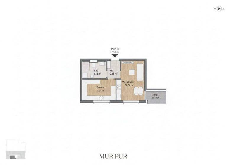 Wohnung zum Kauf - Erstbezug 203.633 € 2 Zimmer 37,6 m² 2. Geschoss Lagergasse Gries Graz,05.Bez.:Gries 8020