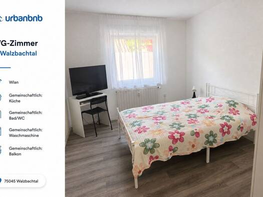 WG-Zimmer zur Miete auf Zeit 520 € 15 m² frei ab 31.10.2026 Grombacher Straße Jöhlingen Walzbachtal 75045