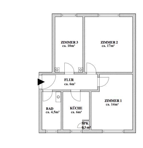 Wohnung zur Miete 288 € 3 Zimmer 57,7 m²<br/>Wohnfläche 1.<br/>Geschoss ab sofort<br/>Verfügbarkeit Werderstraße Dömitz Dömitz 19303