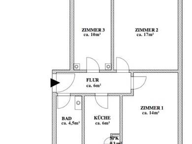 Wohnung zur Miete 288 € 3 Zimmer 57,7 m² 1. Geschoss frei ab sofort Werderstraße Dömitz Dömitz 19303
