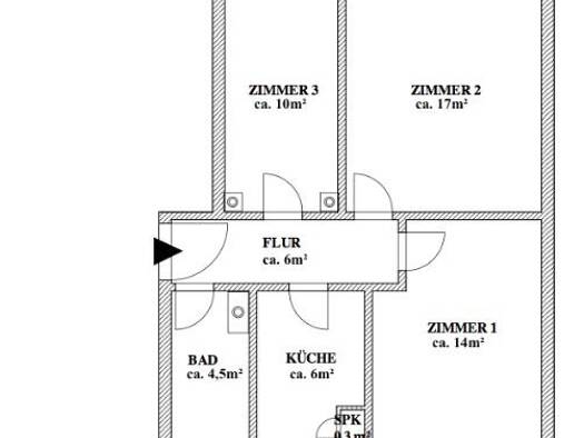 Wohnung zur Miete 288 € 3 Zimmer 57,7 m² 1. Geschoss frei ab sofort Werderstraße Dömitz 19303