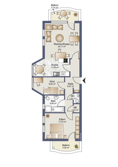 Wohnung zum Kauf 498.000 € 3 Zimmer 90 m² 1. Geschoss Kleinmachnow 14532