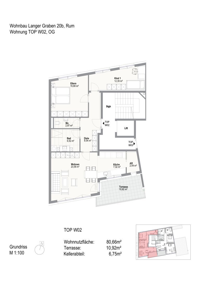 Wohnung zum Kauf 3 Zimmer 89 m²<br/>Wohnfläche 1.<br/>Geschoss Rum 6063