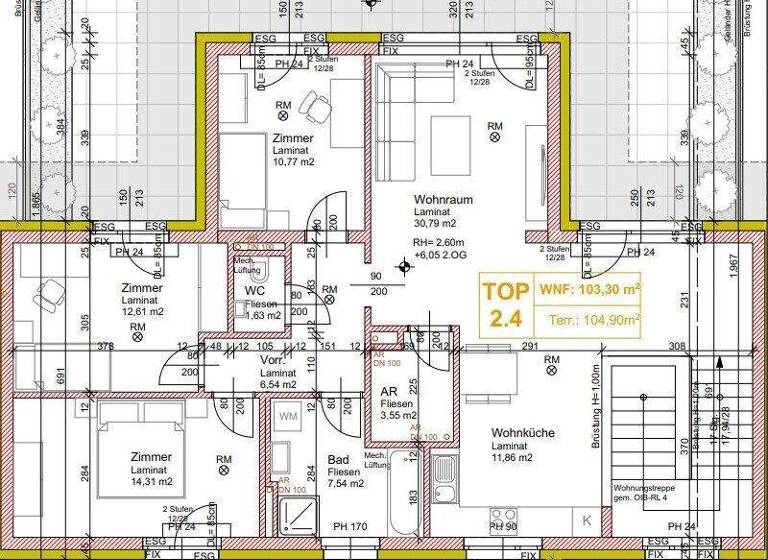Terrassenwohnung zum Kauf - Erstbezug 495.000 € 4 Zimmer 103 m² frei ab sofort Münichsthal 2122