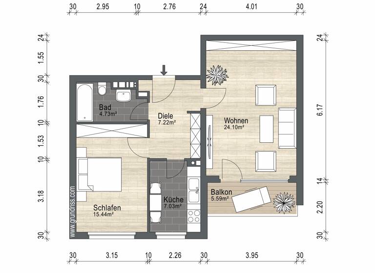 Wohnung zum Kauf 218.000 € 2 Zimmer 59,4 m²<br/>Wohnfläche 3.<br/>Geschoss Hochheim Hochheim am Main 65239