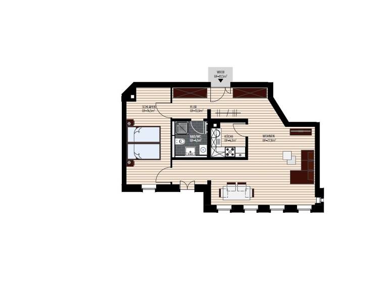 Wohnung zum Kauf provisionsfrei 162.975 € 2 Zimmer 61,5 m²<br/>Wohnfläche 2.<br/>Geschoss Schönefeld-Abtnaundorf Leipzig 04347