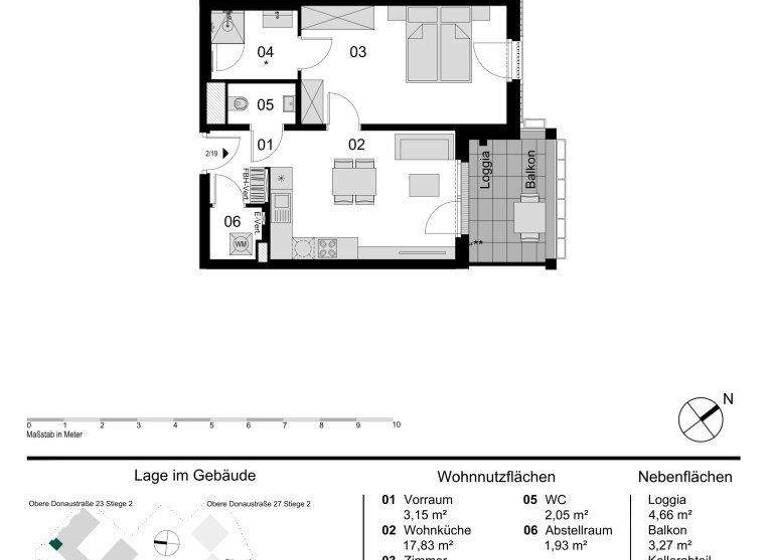 Wohnung zum Kauf - Erstbezug 429.000 € 2 Zimmer 47,6 m² 1. Geschoss Obere Donaustraße 23 Wien 1020