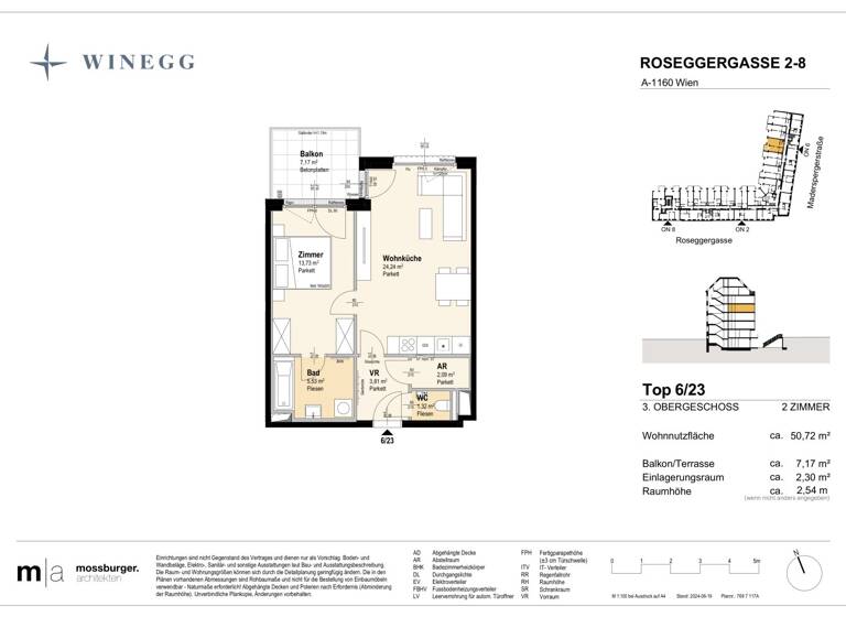 Wohnung zum Kauf - Erstbezug 342.200 € 2 Zimmer 50,7 m² 3. Geschoss Roseggergasse 2-8 Wien 1160