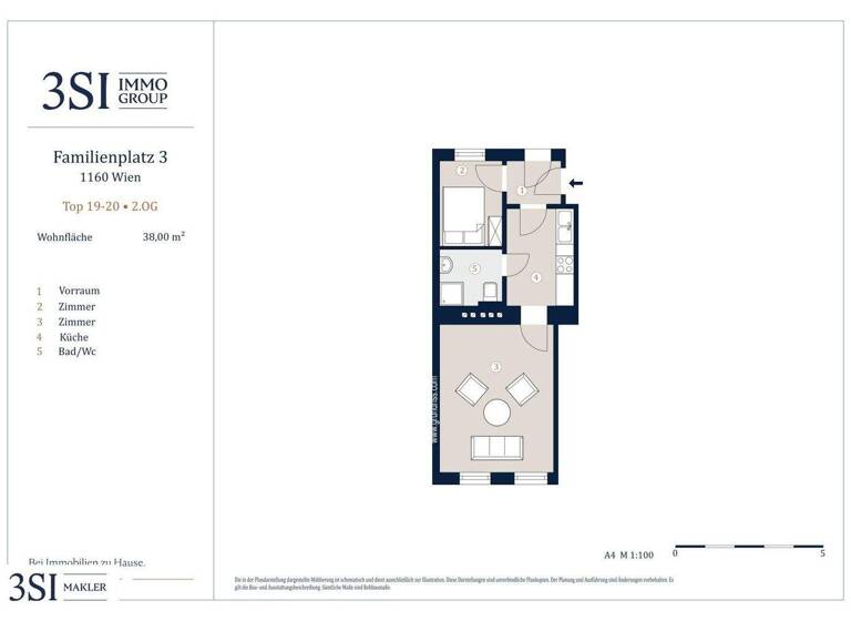 Wohnung zum Kauf 210.000 € 2 Zimmer 38 m² 2. Geschoss Familienplatz 3 Wien 1160