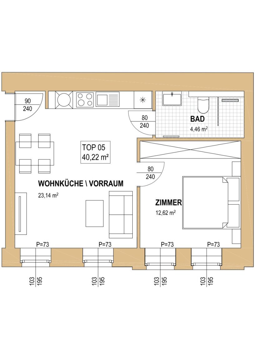 Wohnung zum Kauf 350.000 € 2 Zimmer 40,2 m²<br/>Wohnfläche 1.<br/>Geschoss Wien 1090