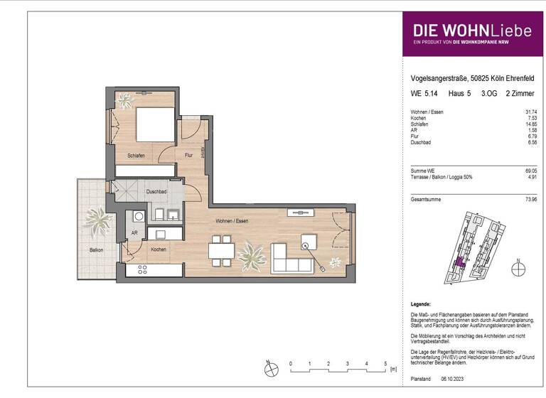 Wohnung zum Kauf - Erstbezug 583.900 € 2 Zimmer 74 m² Vogelsanger Straße 271 Ehrenfeld Köln 50825