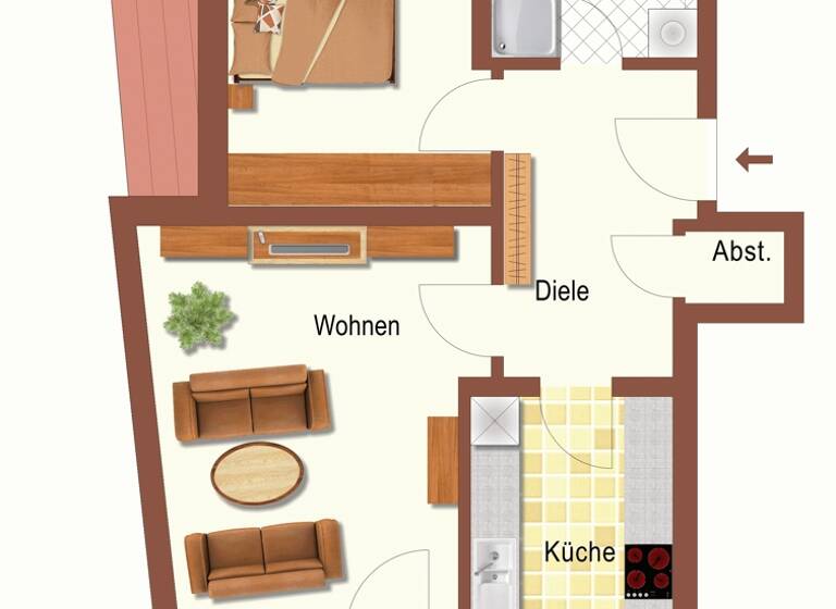 Wohnung zur Miete 725 € 2 Zimmer 66 m² 1. Geschoss Veitshöchheim 97209