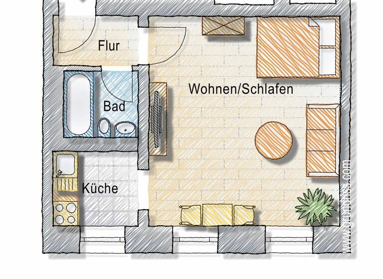 Studio zum Kauf provisionsfrei 140.000 € 1 Zimmer 33 m² 1. Geschoss frei ab sofort Friedrichstadt Dresden 01067