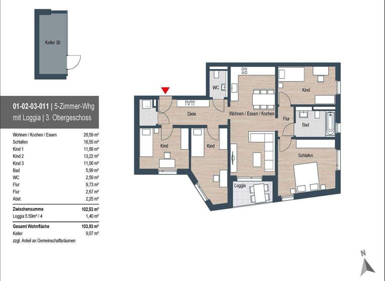 Wohnung zur Miete 1.538 € 5 Zimmer 103,9 m² 3. Geschoss Wilhelm-Krügel-Weg 4a Stein 90547