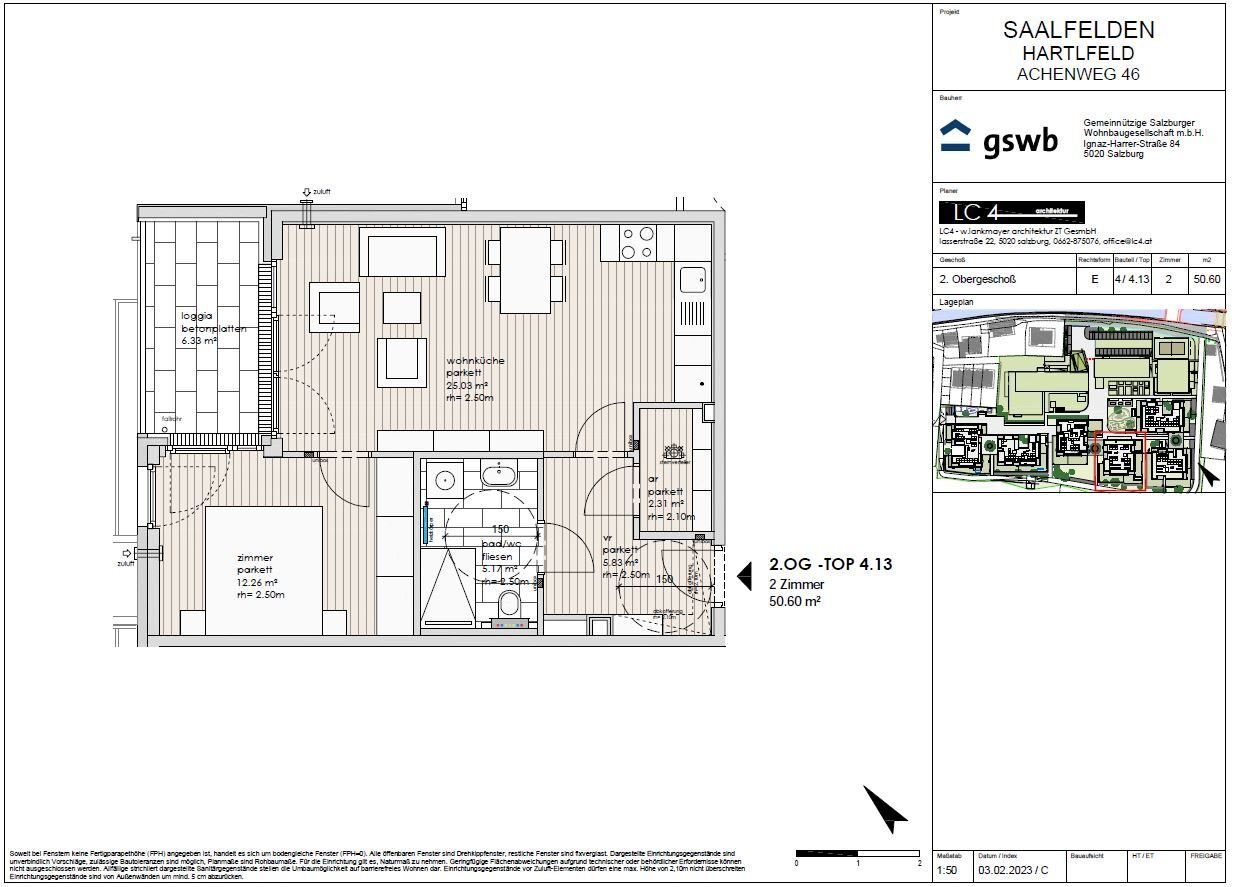 Wohnung zum Kauf provisionsfrei 316.458 € 2 Zimmer 50,6 m²<br/>Wohnfläche 2.<br/>Geschoss Achenweg 46 Saalfelden am Steinernen Meer 5760