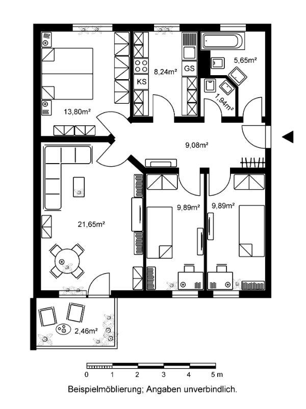 Wohnung zur Miete 726 € 4 Zimmer 82 m²<br/>Wohnfläche 2.<br/>Geschoss 16.01.2025<br/>Verfügbarkeit Zum Lohwald 2A Wahlbezirk 31 Bad Homburg vor der Höhe 61352