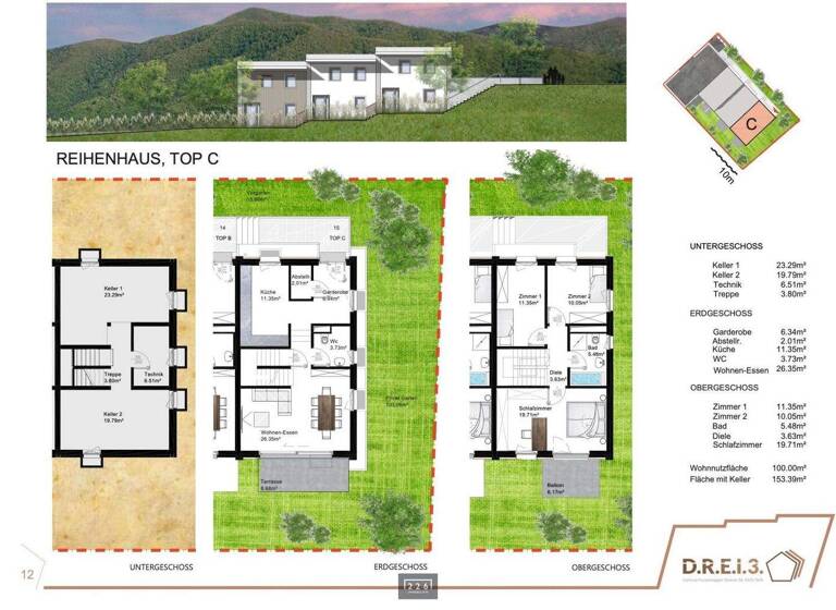 Reihenmittelhaus zum Kauf - Erstbezug 705.000 € 4 Zimmer 100 m² Telfs 6410