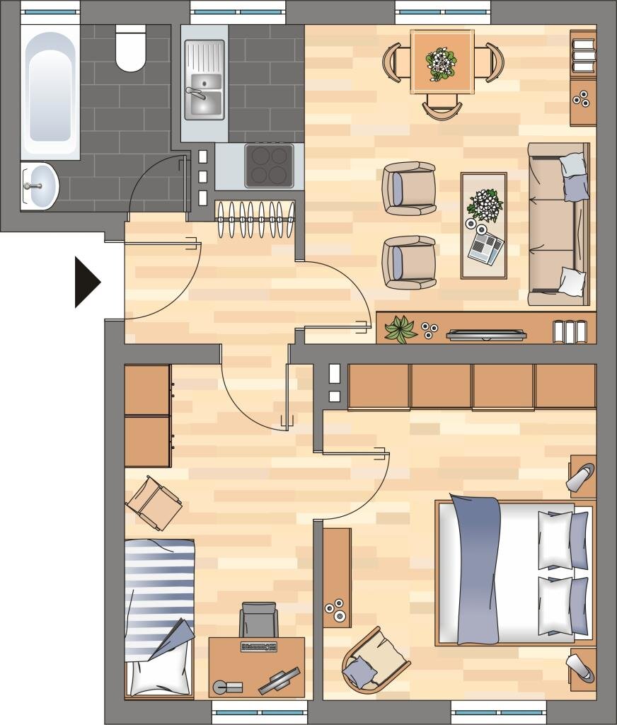 Wohnung zur Miete 339 € 2 Zimmer 50 m²<br/>Wohnfläche 1.<br/>Geschoss Bromberger Straße 22 Fedderwardergroden Wilhelmshaven 26388