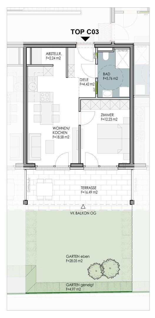 Wohnung zum Kauf 309.700 € 2 Zimmer 43,1 m²<br/>Wohnfläche EG<br/>Geschoss Baumkirchen 6121